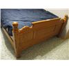 Image 3 : Oak Bed Frame, Head & Foot Board w/Mattress & Bedding  (57"wx83" Long) - Appears Clean
