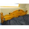 Image 4 : Oak Bed Frame, Head & Foot Board w/Mattress & Bedding  (57"wx83" Long) - Appears Clean