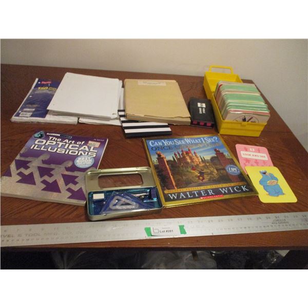 Stationary Paper, Geometry Set, Look And See/Flash Cards in Case, Optical Illusion Books, Children's
