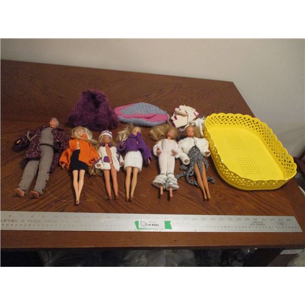 (5) Vintage & Newer Barbies & (1) Old Man Ken Doll (Circa 1968) w/Basket and Clothes