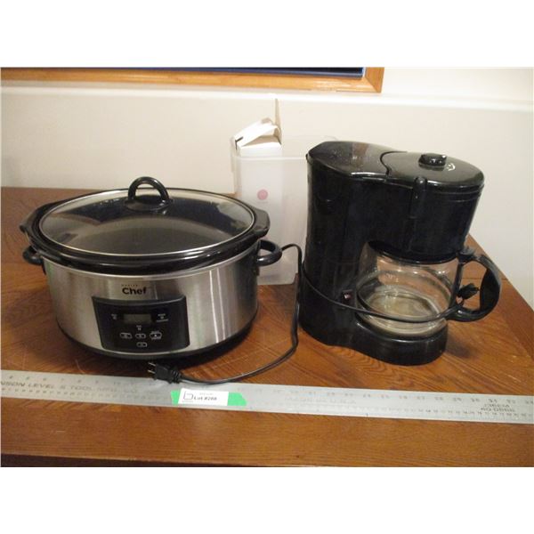 Master Chef Slow Cooker, Proctor-Silex Coffee Maker, Storage Bin