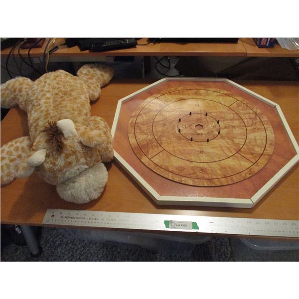 Crokinole Board w/Stuffed Short Neck Giraffe