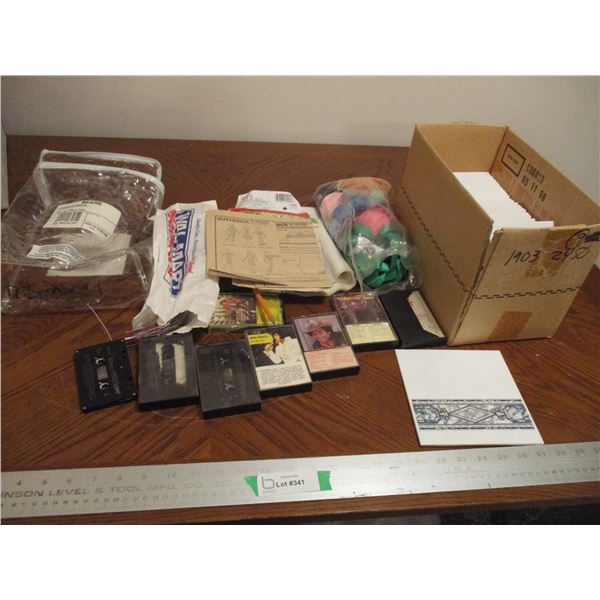 Embroidery Floss Of Varying Color, (38)6" Sq Ceramic Tile, Sewing Patterns, Cassette Tapes etc.