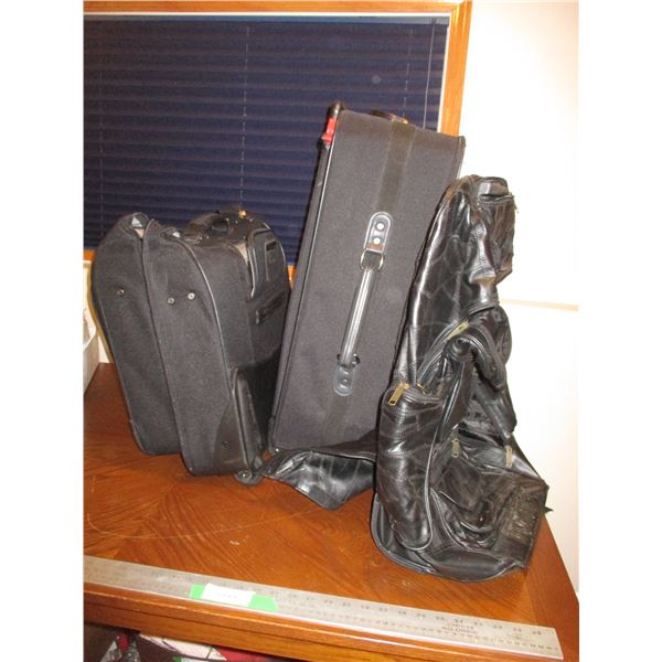 (2 pc) Jaguar & Samsonite Luggage & Leather Back/Pack/Duffle Bag w/Wheels