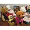 Image 2 : (9) Stuffed Animals, Rubbermaid (23x17" 49.6L) Tote w/Lid, & Closet Shoe Organizer