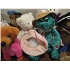 Image 3 : (9) Stuffed Animals, Rubbermaid (23x17" 49.6L) Tote w/Lid, & Closet Shoe Organizer
