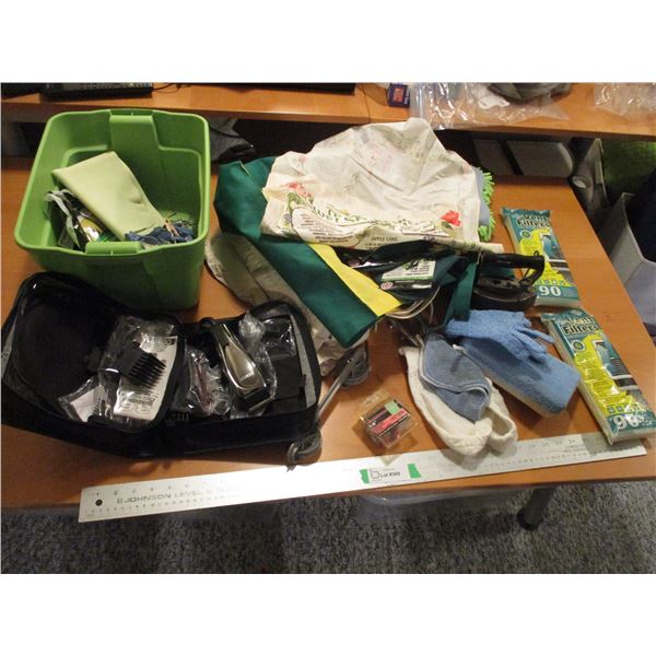 Sad Iron w/Trivet, Wire Rack, Carrying Bags, Vent Filters, Clothes Line Divider, Clothes Pins, Light