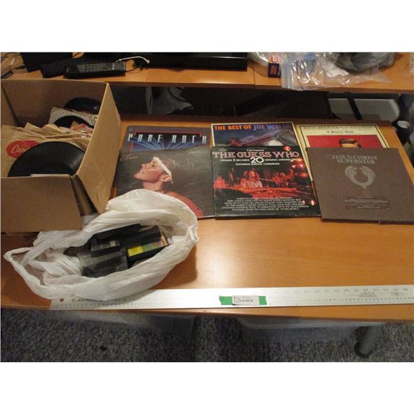 (6) Vinyl Records - All Time Favorites, Xmas, Joe Walsh, Kennedy, Olivia, Guess Who, 75s, 45s , Cass