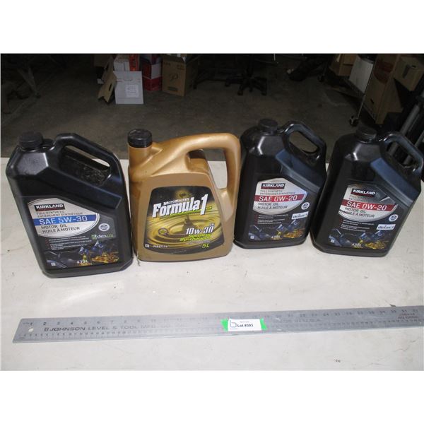 10w30 & 5w30 Partial Jugs of Motor Oil & (2) 0w20 Synthetic Motor Oil