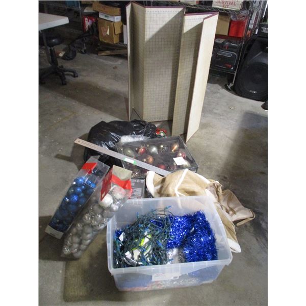 Christmas Décor. (String Lights, Wrapping Paper, Decorations, Tree Skirt etc.) w/Tote & Quilting Gri