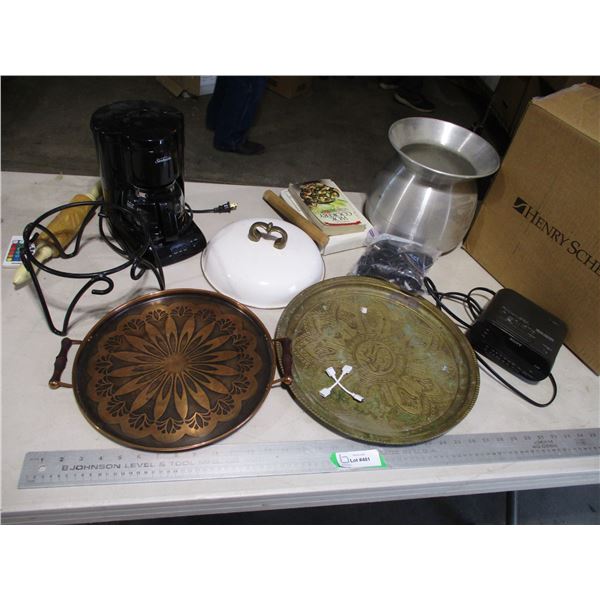 Embossed Rolling Pin, Serving Platters, Sony Alarm Clock, Coffee Maker, Aluminium Spittoon etc.