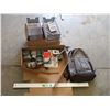 Image 1 : Various Electrical Boxes & Plates, Clip On Desk Lamp, Backpack, Desk Storage Bins etc.