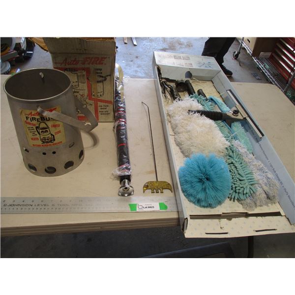 Autofire FireBug Charcoal Lighter,(8 pc) Cleaning/Dusting Set (Window Washing Squeegee & Dusters) & 