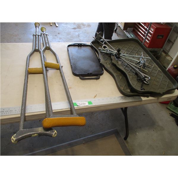 Boot Trays, Crutches, Cast Iron Griddle, (6) Screw In Anchor Rods (4-12", 2-24")