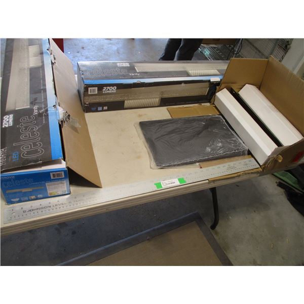 Dual Computer Monitor Desk Stand & (2) Innova Lighting "Celeste" Vanity Lights (2700 lumens)