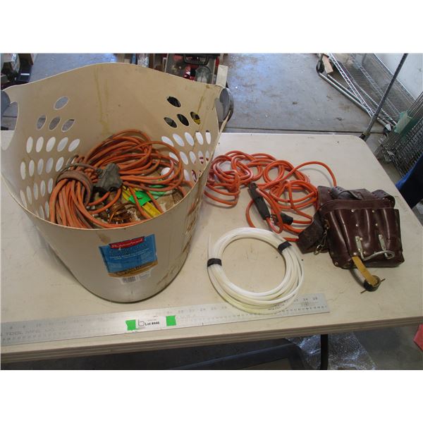 Oily Laundry Basket, Extension Cords, Tool Belt w/Carving Chisels
