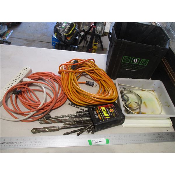 Hammer Drill Bits of Varying Sizes, Extension Cords & Soft Storage Bin