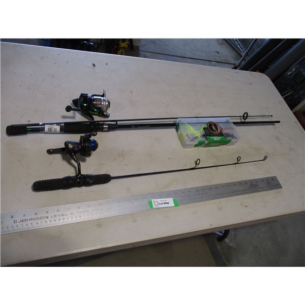 Ready 2 Fish Brand Combo Rod w/Tackle Tote & Ice Fishing Combo Rod/Reel