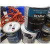 Image 3 : Various Items - Extension Cord, Paint Brushes, Partial     Paints/Varnishes Funnel, Tape, Headlight 