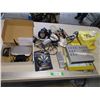 Scrap Book/Sketch Pads, Satellite Receiver, Netgear Router, Various Cables, Light etc.