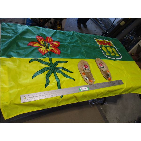 Saskatchewan Flag & Pair of Moccasins