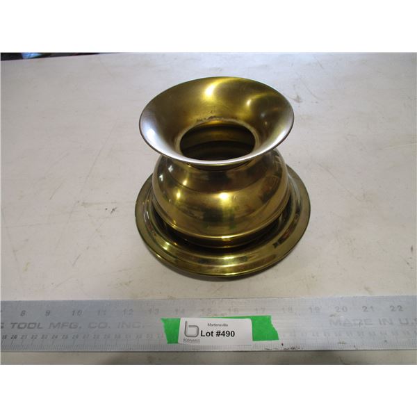 Small Brass Spittoon w/Tray (5" Tall)