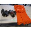Rawlings & Brett Left Handed (Right Hand Throw) Baseball Gloves, & Orange Hunting Coveralls (Size 48