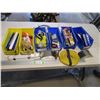 Image 1 : (6) Medium Sized Stackable Storage Trays w/Contents (Lights, Webbed Sling, Adapters Cables etc.)