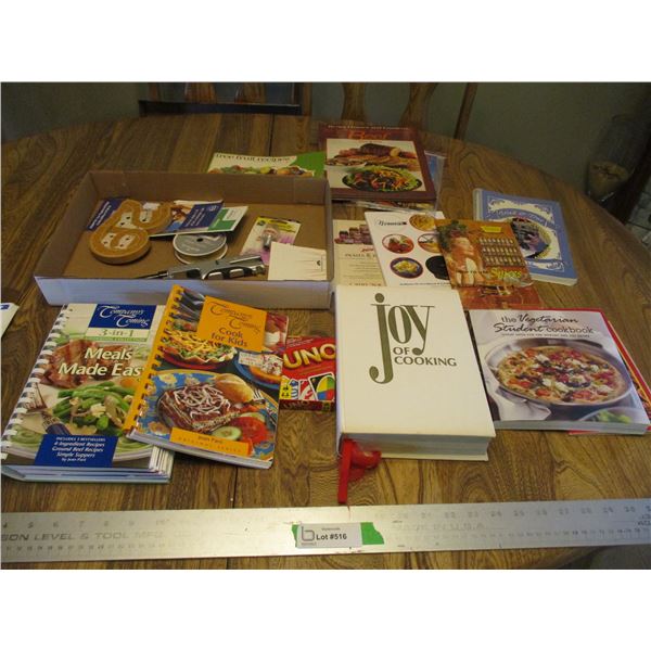 Cookbooks, Uno Game, Cribbage Board, Ribbon, Light Bulb