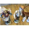 Image 2 : (7) Ceramic/Porcelain Figurines & Woven Chicken Basket