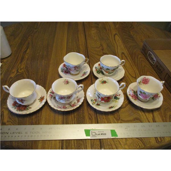 (6 Sets)China Tea Cups & Saucers - (4)Royal Albert, Windsor, Royal Standard