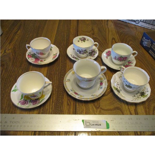 (6 Sets) China Tea Cups & Saucers - Royal Vale, Old Royal