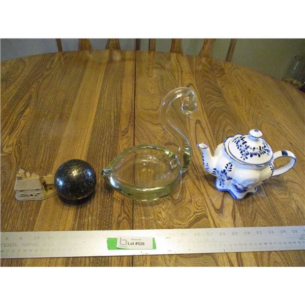 Glass Swan, Dutch Inspired Tea Pot etc.