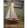 Image 1 : 24"Long x 34" Tall Wooden Sail Boat Model w/Stand