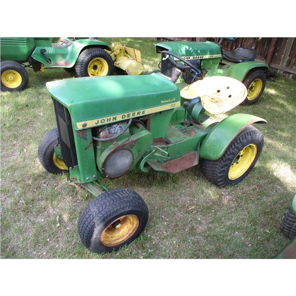 1967 John Deere 112 Garden Tractor Chassis (Not Running, For Parts)