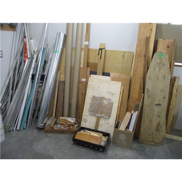 Large Lot of Scrap Wood, Aluminium, Ducting of Varying Dimensions & Vintage Wooden Ironing Board, Pa