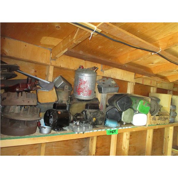 Various Small Engine/Garden Tractor Parts of Varying Manufacturers (Tanks, Fly Wheels, Heads, Starte