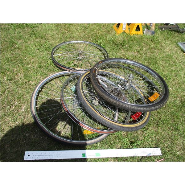 (5) Bicycle Rims/Tires of Varying Sizes