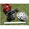 Image 1 : (2) 16" Hub Caps, (11) OEM Automotive Jacks & Milk Crate