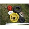 Image 1 : (5) Steel Garden Tractor Rims of Varying Sizes, 165x6.50-8 Turf Tire etc.