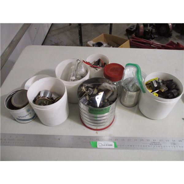 Containers of Door Hardware, Electrical Plug Ends, Bolts, etc.