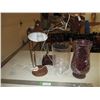 Image 1 : (2) Desk Lamps, Party Light Candle Holder & Red Glass Vase