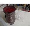Image 4 : (2) Desk Lamps, Party Light Candle Holder & Red Glass Vase