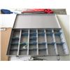 Image 4 : Various Items - Metal Storage Bin, C-Clamps, Cylinder Honing Tool, Clip Boards, Filter Wrench, Furni