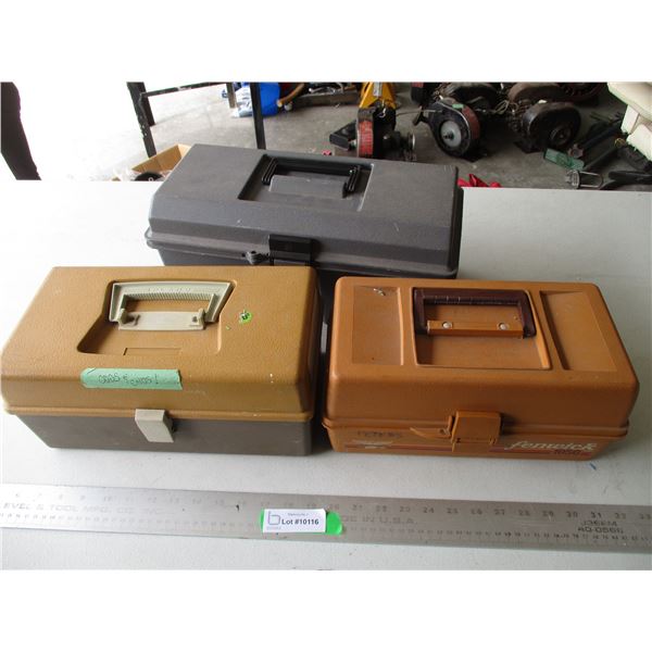 Empty Tackle Box & (2) Toolbox w/Misc. Contents