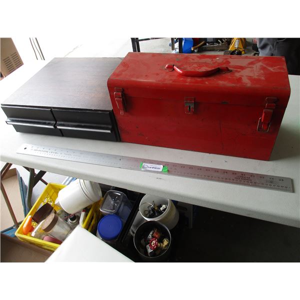 Steel Toolbox & (2) Drawer Wooden Storage Unit