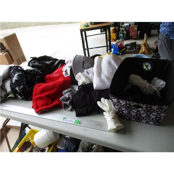 Misc. Items - Clothing, Purses, Hats, Blanket etc. w/Storage Container