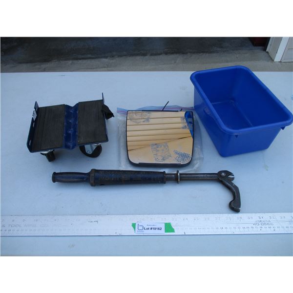 Small Four Caster Mover, Vintage Nail Pullers, Small Tote, Mirror etc.