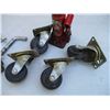 Image 2 : (4) Casters, Hitch Pins (One w/lock & Key) & Small Hydraulic Bottle Jack