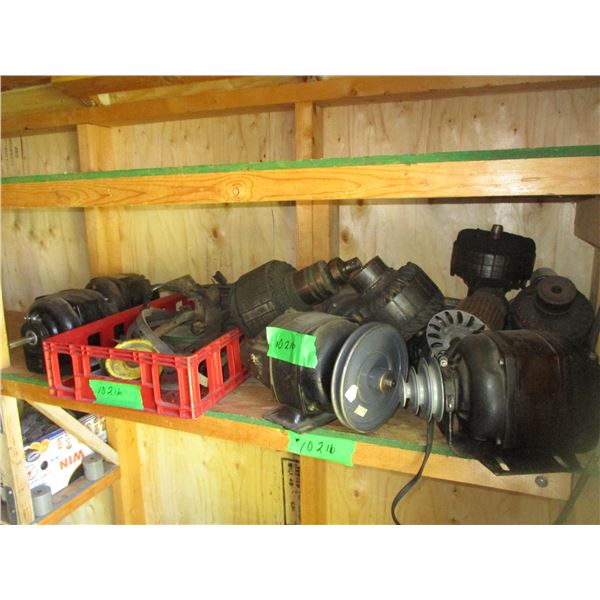 (4) Electric Motors w/Parts & Garden Tractor Parts Pulleys